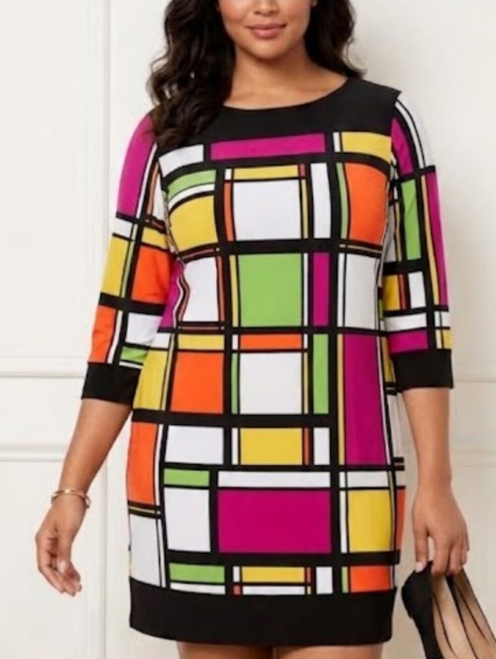 SOHO Apparel Coloful 2X Dress 3/4 Sleeve Stretch